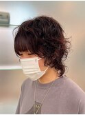 ショートウルフパーマ　姫カットレイヤー　細かめウェーブパーマ