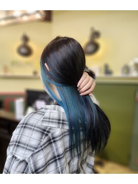 キュアケー(cureK) インナーカラー　ブルーブラック×ターコイズ