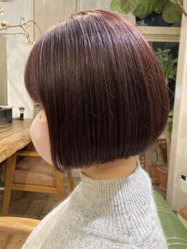 30代ヘアスタイルミニボブピンクカラーピンクパープル大人ボブ