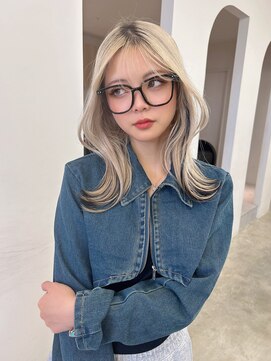 ヴィンスジオ 岐阜駅南(vince gio) レイヤーカット/ブリーチカラー/ミルクティーベージュ