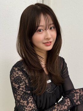 ニコ トウキョウ(nico TOKYO) ロングレイヤーショコラグレージュ顔周り前髪カットハッシュ