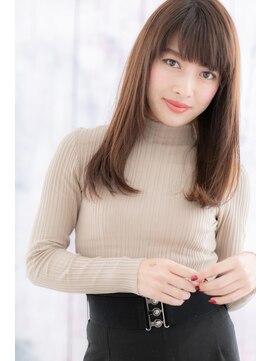 ミック ヘアアンドメイク アップ 駒込店(miq Hair&Make up) 厚めバング×ビターショコラの重軽内巻きワンカールc1