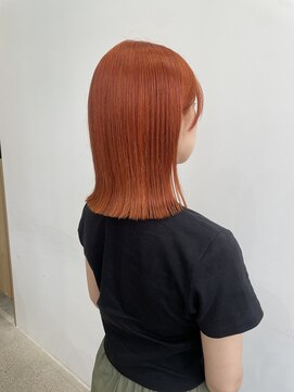 ガーデンエン 表参道(GARDEN eN) ミディアム/オレンジカラー/デザインカラー/切りっぱなし/韓国風