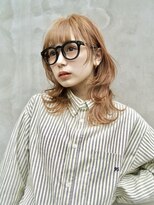 リラス 博多(rilas)&nbsp;ミディアムウルフ　オレンジカラー　レイヤーカット