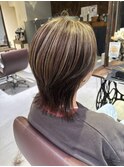 20代30代◎レイヤーウルフ×ハイライト/明るめグレージュカラー