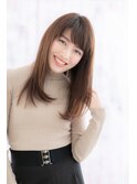 厚めバングxグラデーションカラーのナチュラルストレートa