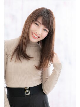 ヘアアンドビューティー ミック(Hair & Beauty miq) 厚めバングxグラデーションカラーのナチュラルストレートa