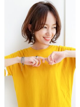 ガーデン オオタカノモリ(garden otakanomori) 抜け感あり大人カジュアルな前髪なしくびれボブ