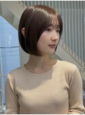艶髪 ボブ 髪質改善  ベージュカラー 酸熱 透明感カラー