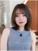レイヤーボブニュアンスカラーくびれ韓国ヘア小顔カット前髪