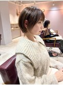 *滝田*くすみブラウン小顔似合わせショートカットボブ20代30代40