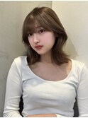 ミニウルフチェリーブラウンブリーチなしレイヤー韓国前髪/大宮