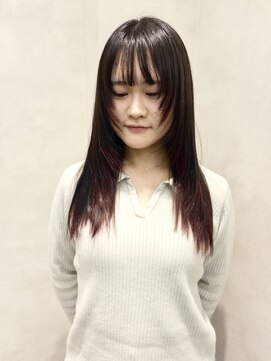 デザインカラー/裾カラー/ワインレッドカラー/20代