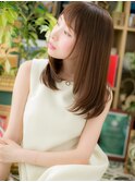 大人かわいいヘルシースタイル艶髪斜めバングc5戸頭20代30代40代