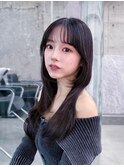 メルティカラー似合わせカットフェミニンロング韓国レイヤー
