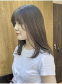 顔まわりレイヤー ベージュブラウン