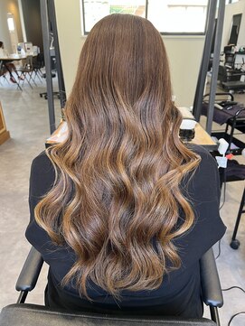 ナンバー(number+) ラテブラウンのロングウェーブ