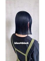 トリコ(ToricO)&nbsp;切りっぱなし　ブルーブラック　ダブルカラー　ネイビー