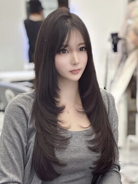 ロムーク 表参道(LOMKH) 小顔ロングレイヤーカットハッシュカットダークグレージュ