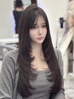 ロムーク 表参道(LOMKH) 小顔ロングレイヤーカットハッシュカットダークグレージュ