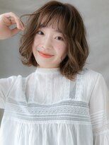 カバーヘア 上尾西口店(COVER HAIR)&nbsp;ダークブラウン乾かすだけ小顔ゆるふわボブパーマX上尾20代30代