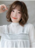 ダークブラウン乾かすだけ小顔ゆるふわボブパーマX上尾20代30代