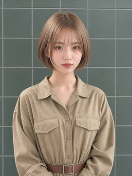 ヘアーサロン 6(hair salon) シースルーバング×ストレートショートボブ/グレージュベージュ