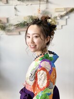 袴女子の街歩きフォトヘアセット