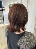 福山美容室caary大人気イルミナカラー オレンジブラウンミディ