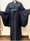 【卒業式 袴着付け＋ヘアセット】カッコ良い黒一色の袴♪(*^-^*)
