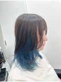 クリアブルー×インナーカラー