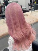 9945秋色ピンクヘアーウルフレイヤーロングミルクティーピンク