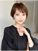大人可愛い切りっぱなしひし形レイヤーカットモカベージュ