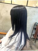 ネイビーブルー／暗髪／ダブルカラー
