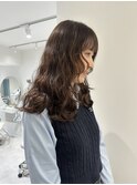 ミディアムパーマ_顔まわりレイヤー_ウェーブパーマ