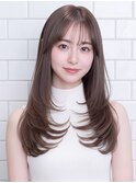 シースルーバング 髪質改善 ロングレイヤー ブラウンカラー 20代