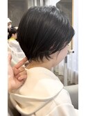 ショートボブ/ヘアイルミナカラーグレーベージュ/カーキ