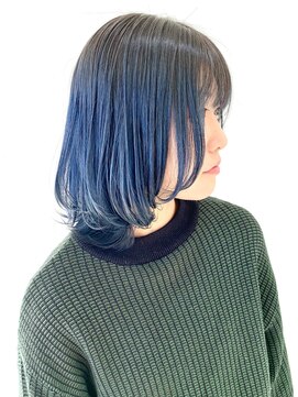 フォーク FOLK 【FOLK】暗くても透明感ネイビー☆似合わせ外ハネソフトウルフ♪