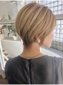 20代30代40代大人ハイトーンショート/ミルクティーベージュ