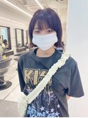 切りっぱなしボブ/パープルブラウン