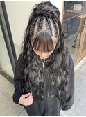 【立川CRES三木】成人式☆ポニーテールコーンロウ1