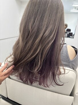 ラレデンシ 仙台東口店(LA LEDENSI) ミルクティーベージュ×[インナーカラー]ピンクバイオレット