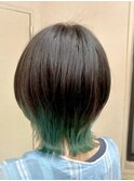 【グリーンカラー/インナーカラー/ミニウルフ】池袋美容室