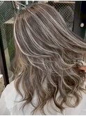 r385 ハイライトバレイヤージュ海外ヘアレイヤー白髪ぼかし