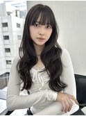 レイヤーカット　前髪カット　ダークグレージュ