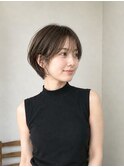 大人可愛い丸みショート/耳掛けショート/ブリーチなしカラー