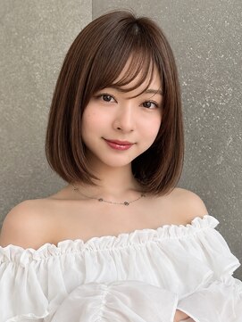 シー バイ ロンド 新宿(Sea by Lond) ワンホンレイヤ ー×ダークブルー[デジタルパーマ/ボブ/韓国]
