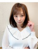 大人かわいい 小顔ショートボブ ひし形シルエット グレージュKI