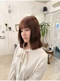 ベージュカラー×ウェーブ巻き