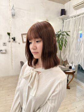 リンクヘアー(Link hair) ベージュカラー×ウェーブ巻き